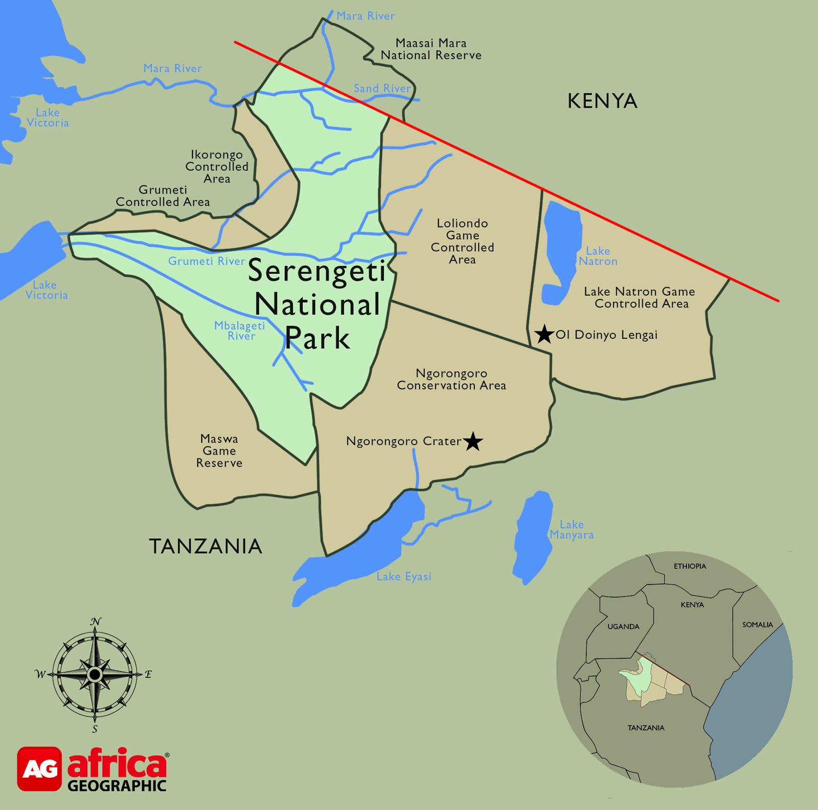 map of serengeti national park